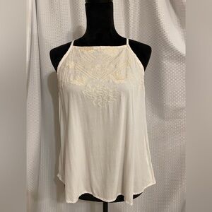 Love On A Hanger beige floral embroidered tank top size medium